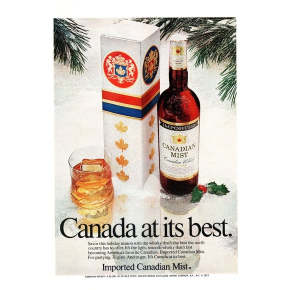 1975 Canadian Mist Whisky Canada at its Best Vintage Print Ad Mistletoe Wall Art - Picture 1 of 1